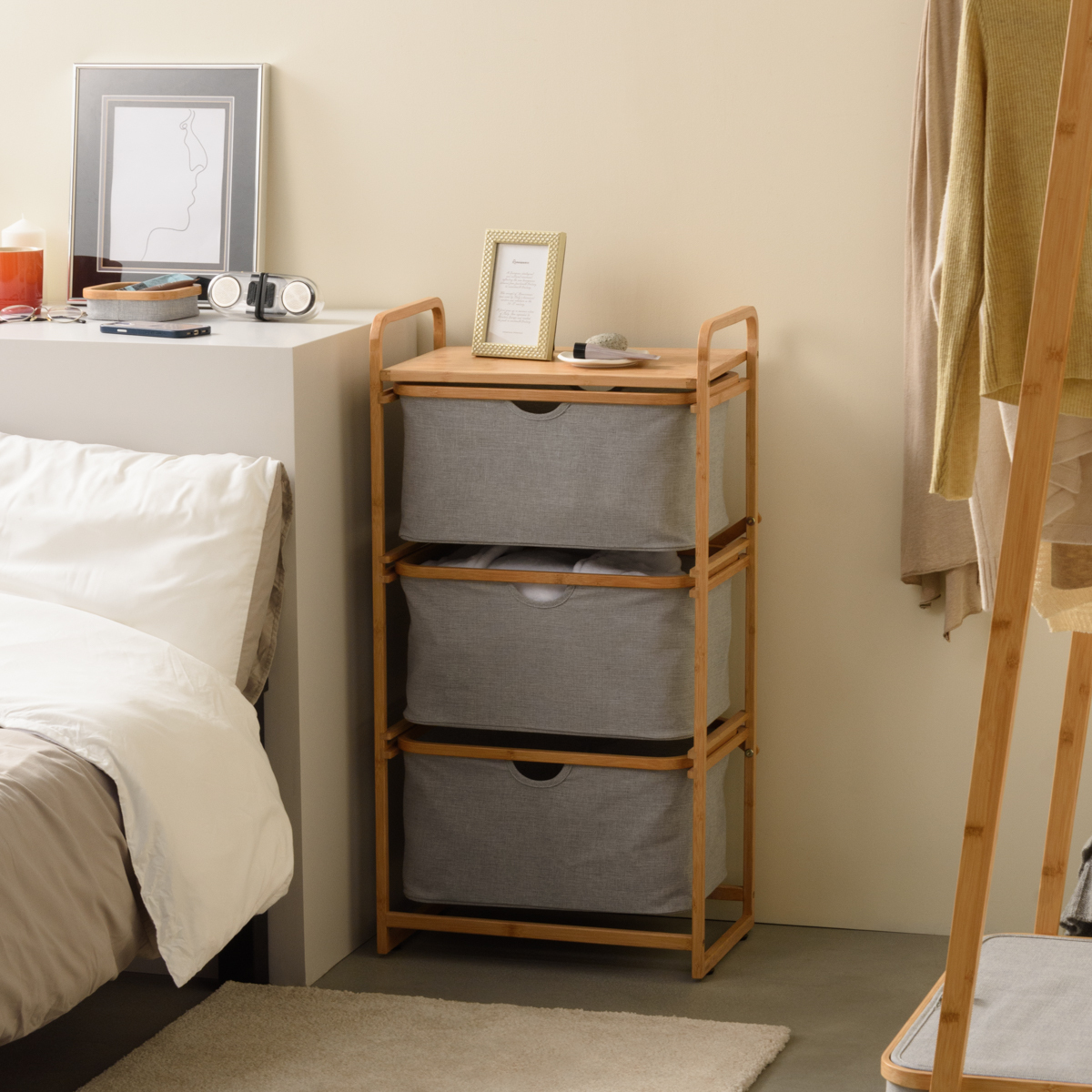 Ceser 三層抽屜收納櫃 靠牆放在床邊