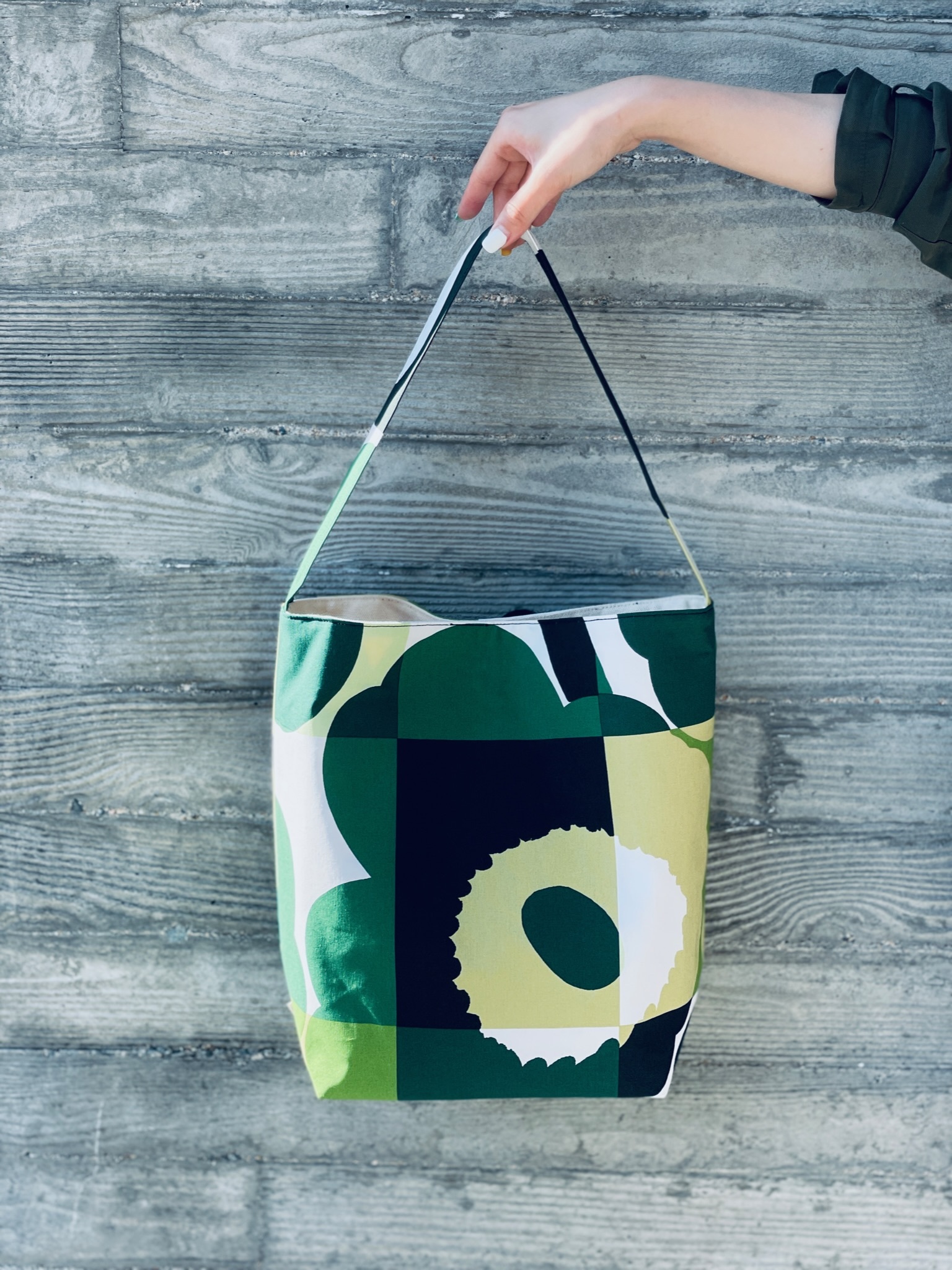 Shoulder tote | Marimekko 特別版綠色格仔布(布料random 剪裁)