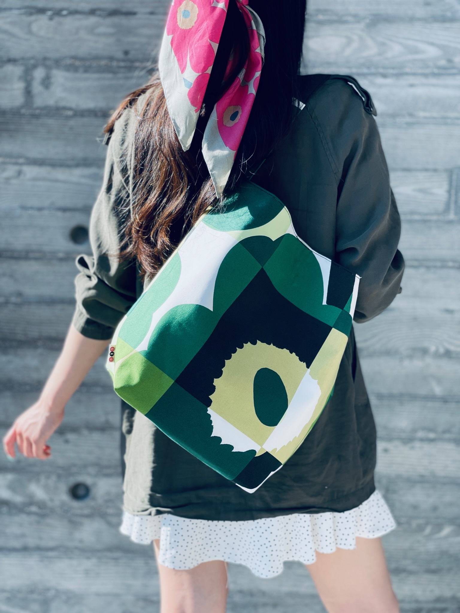 Shoulder tote | Marimekko 特別版綠色格仔布(布料random 剪裁)