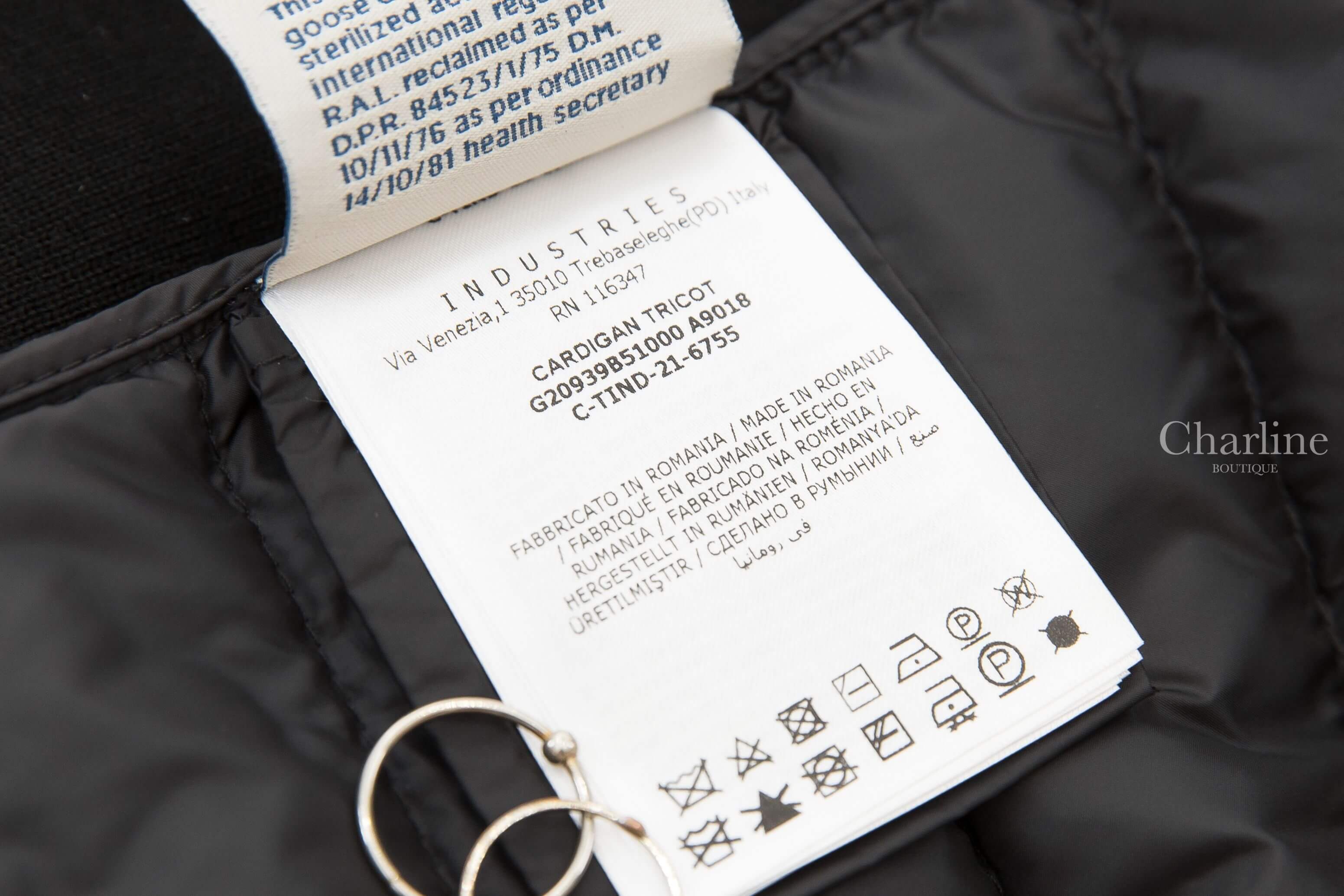 Moncler Cardigan 黑色拼接針織四口袋輕羽絨外套-Charline Boutique 精品代購