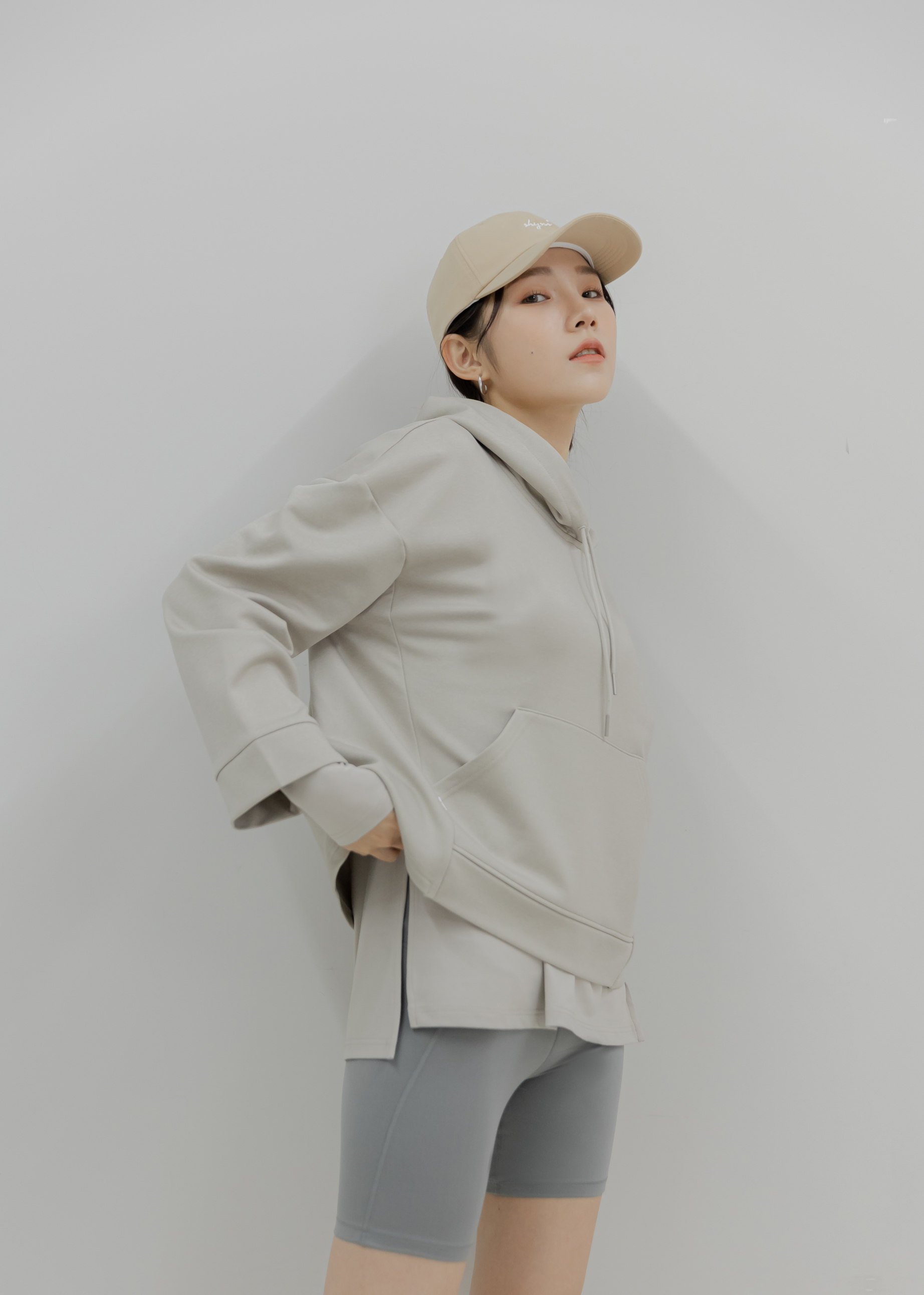 內刷毛寬袖 A-Line Hoodie- Sand Heather