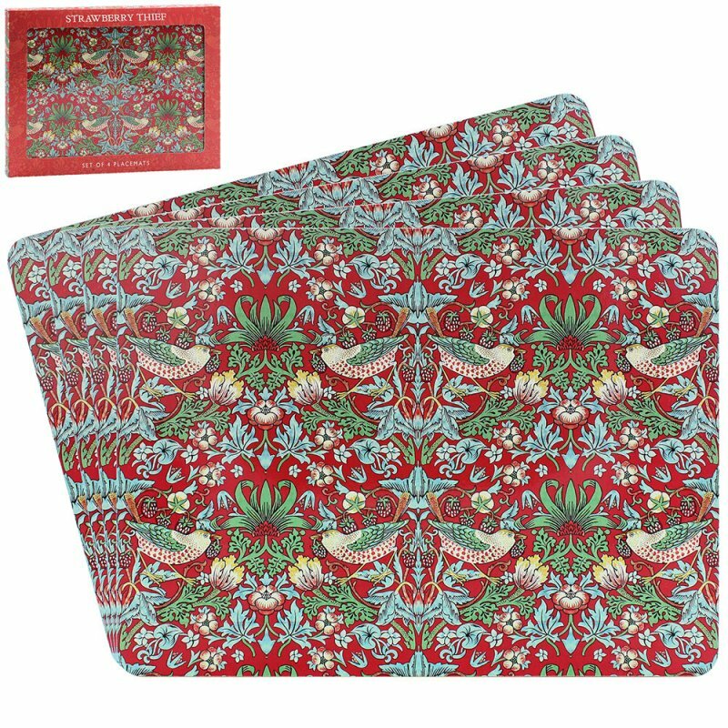 【LESSER & PAVEY】 Wm.Morris Red Strawberry Thief 餐墊4入組