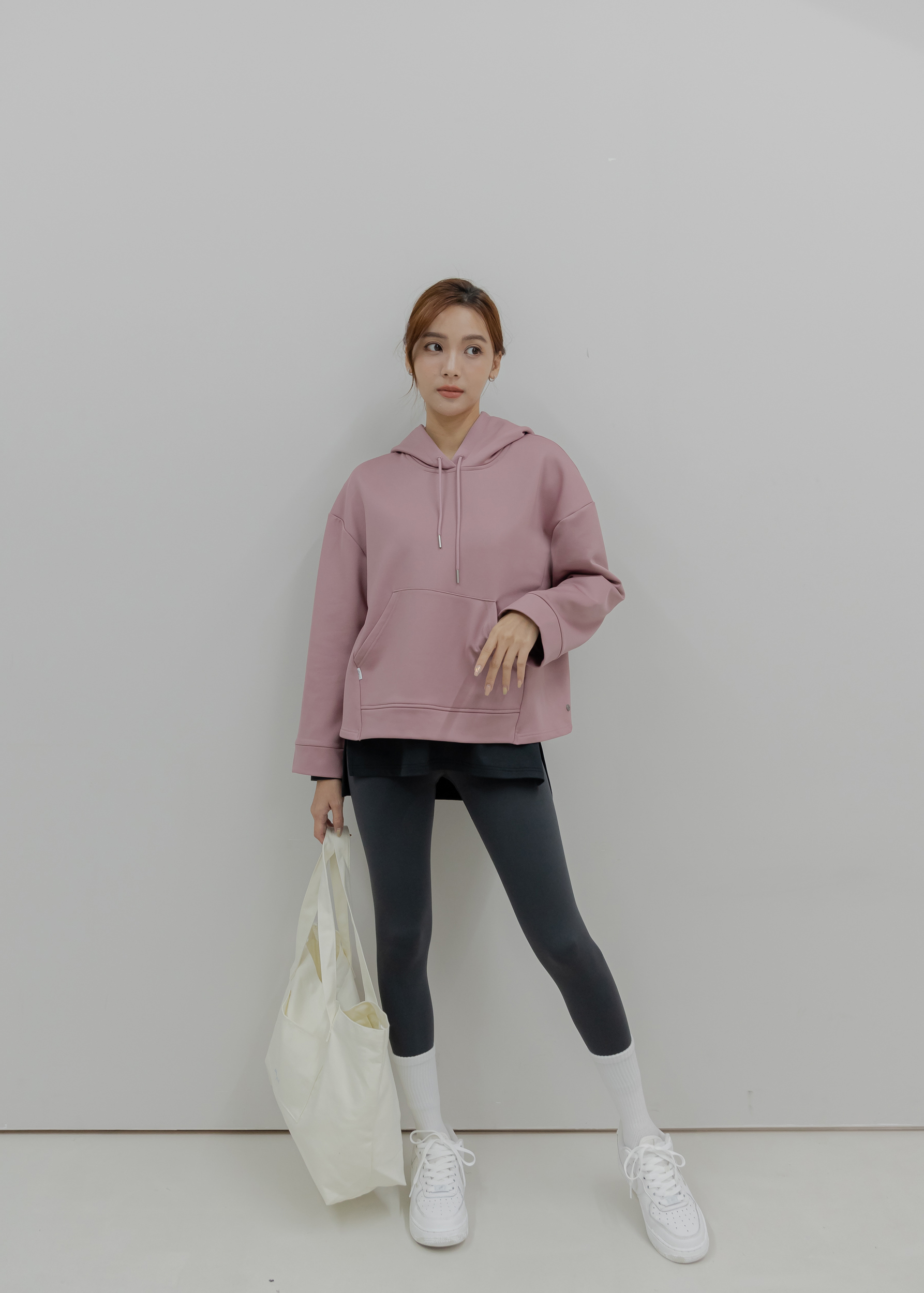內刷毛寬袖 A-Line Hoodie- Dusty Rose