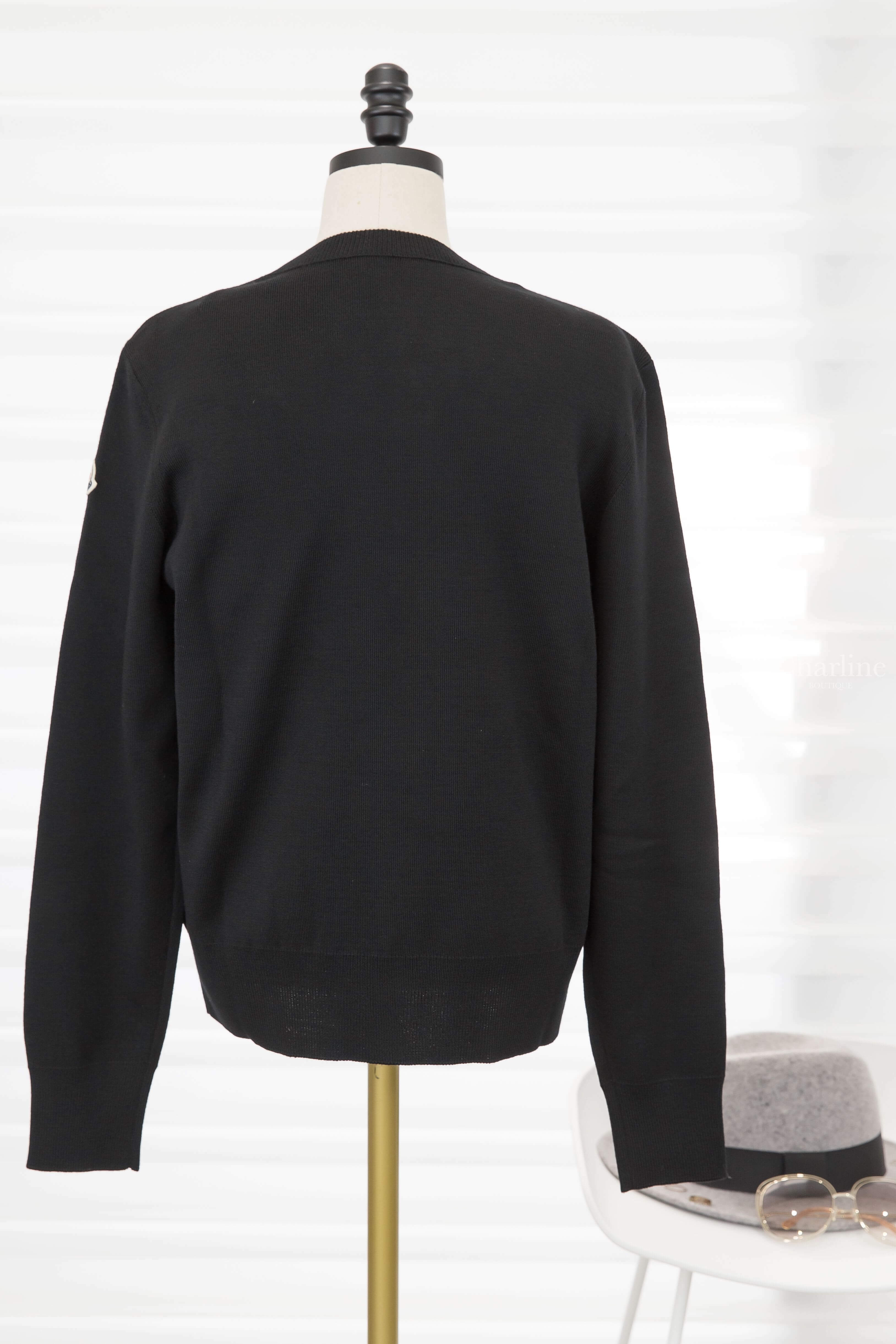 Moncler Cardigan 黑色拼接針織四口袋輕羽絨外套-Charline Boutique 精品代購