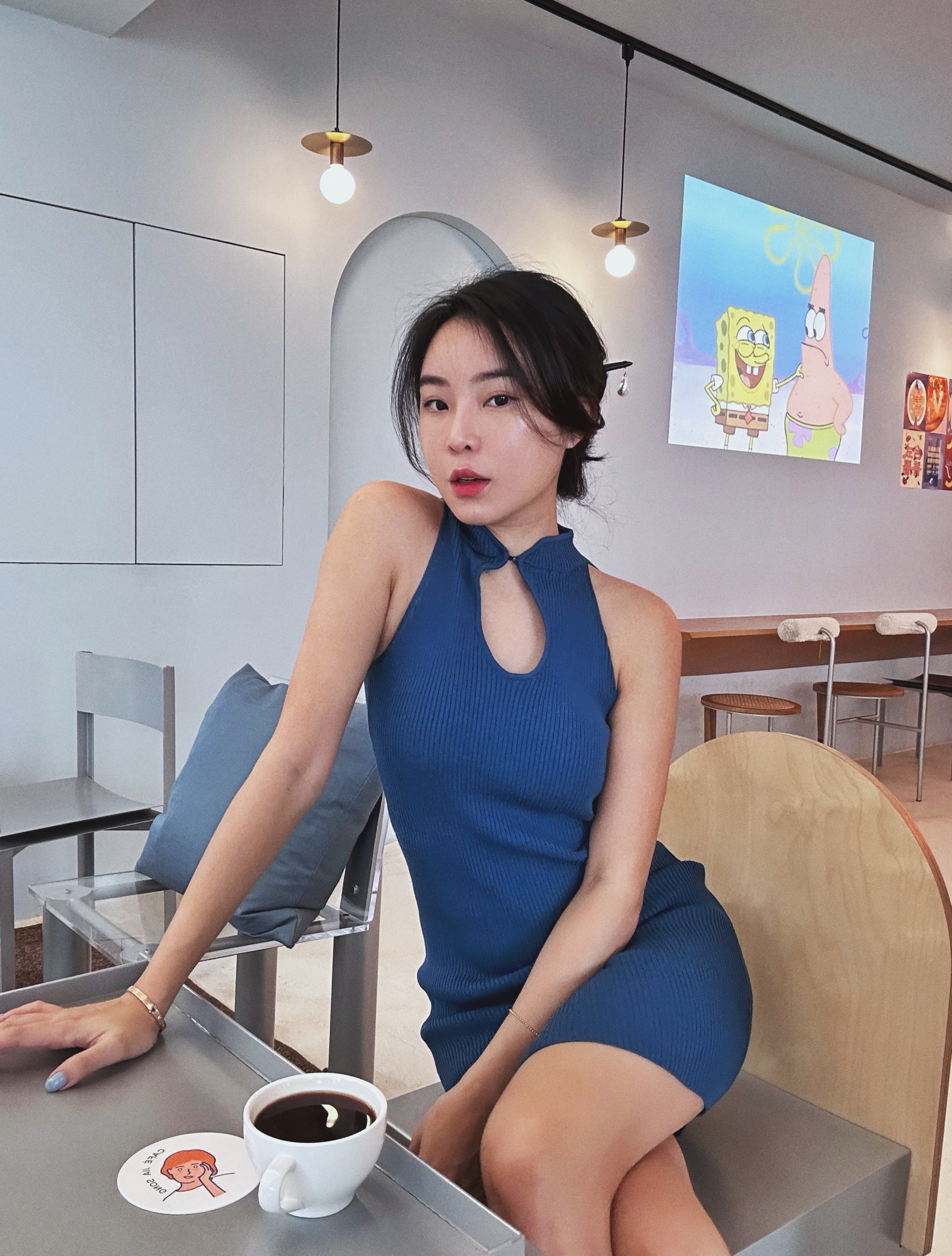 Crescent 新月 露背旗袍針織洋裝