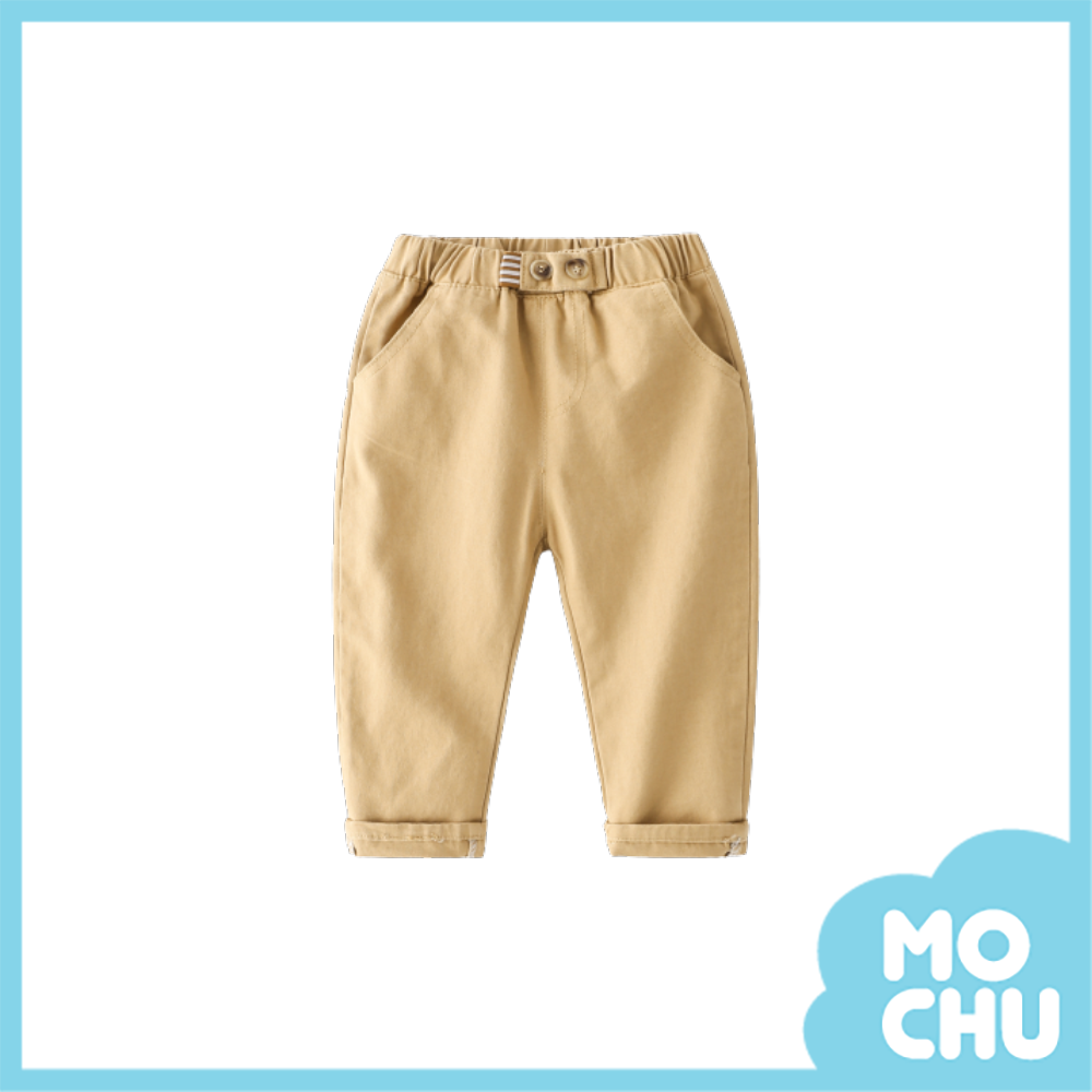 純色腰扣織帶休閒長褲(三色)