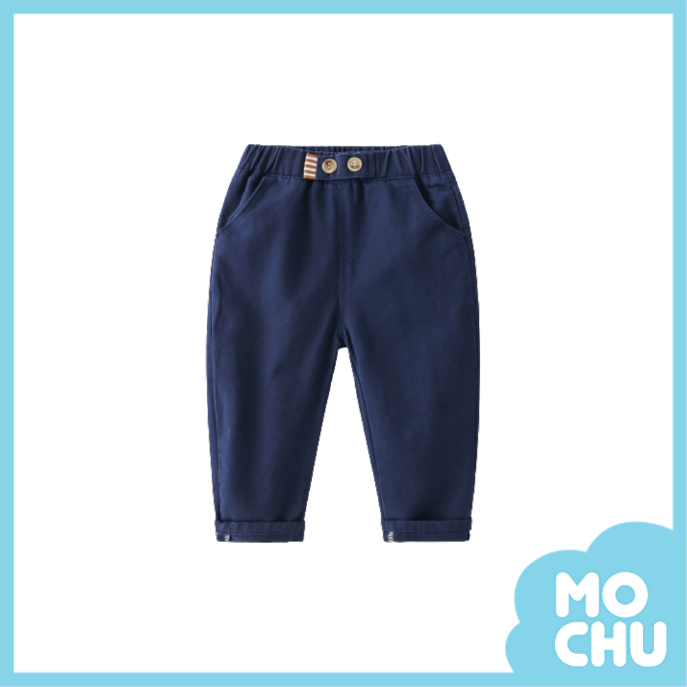 純色腰扣織帶休閒長褲(三色)