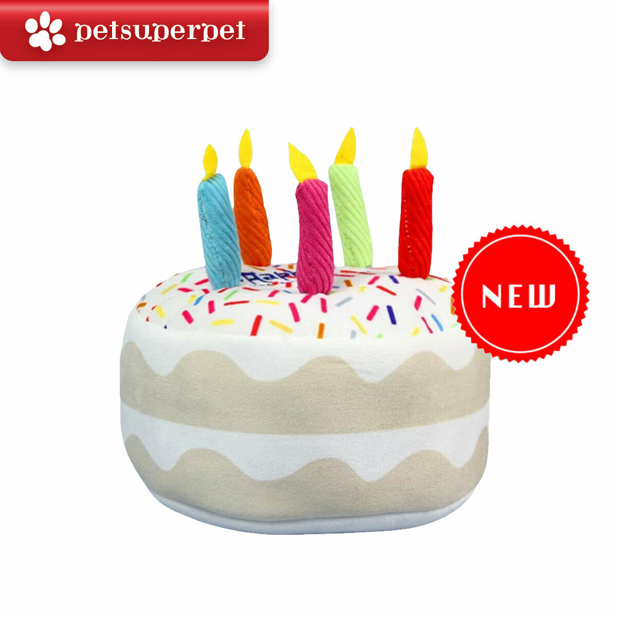【新上架！】Petsuperpet - 毛絨狗玩具 - 狗狗生日蛋糕