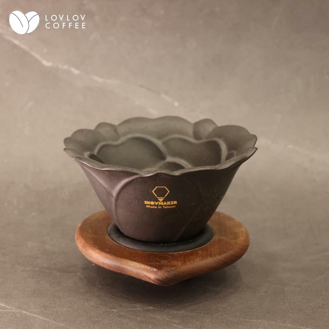 台灣 H.U.A. 玫瑰花 手沖咖啡陶瓷濾杯 二代黑色