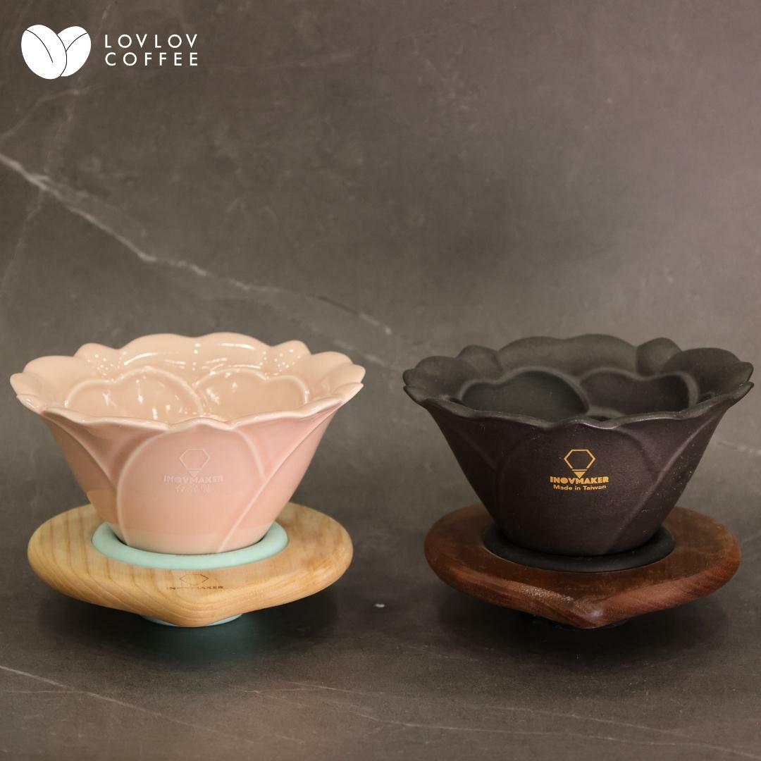 台灣 H.U.A. 玫瑰花 手沖咖啡陶瓷濾杯 二代黑色