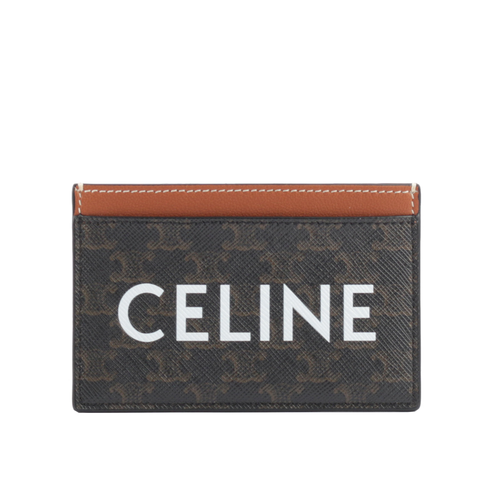 【CELINE】TRIOMPHE Logo 印花名片/卡片夾(焦糖色)