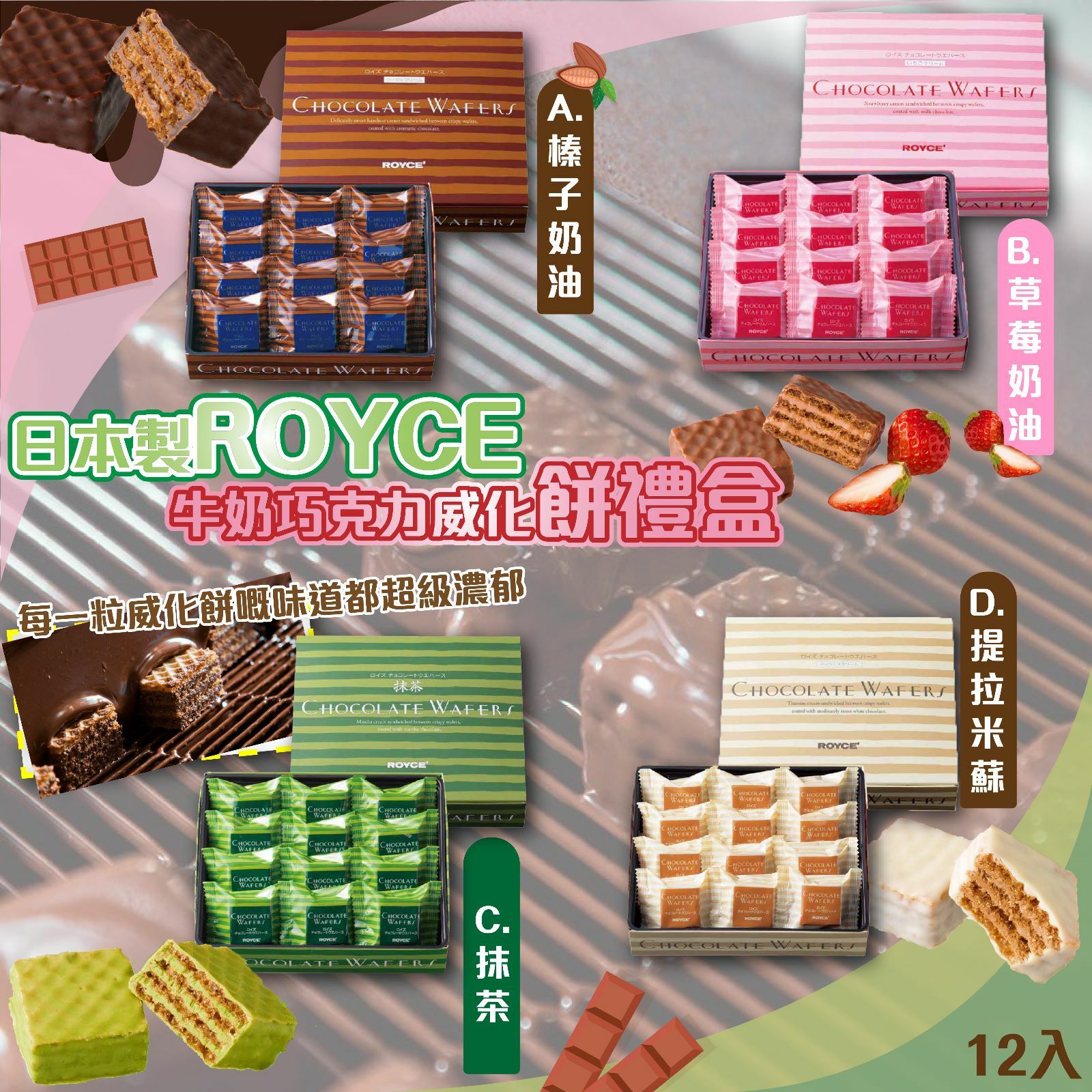 日本製ROYCE牛奶巧克力威化餅禮盒12入