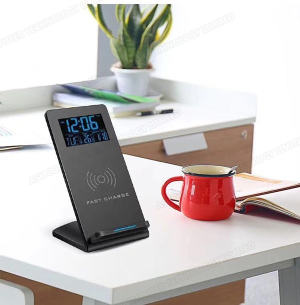 韓國B&C 無線充電桌面電子時鐘鬧鐘溫度顯示 迷你手機無線充電 (B0080)