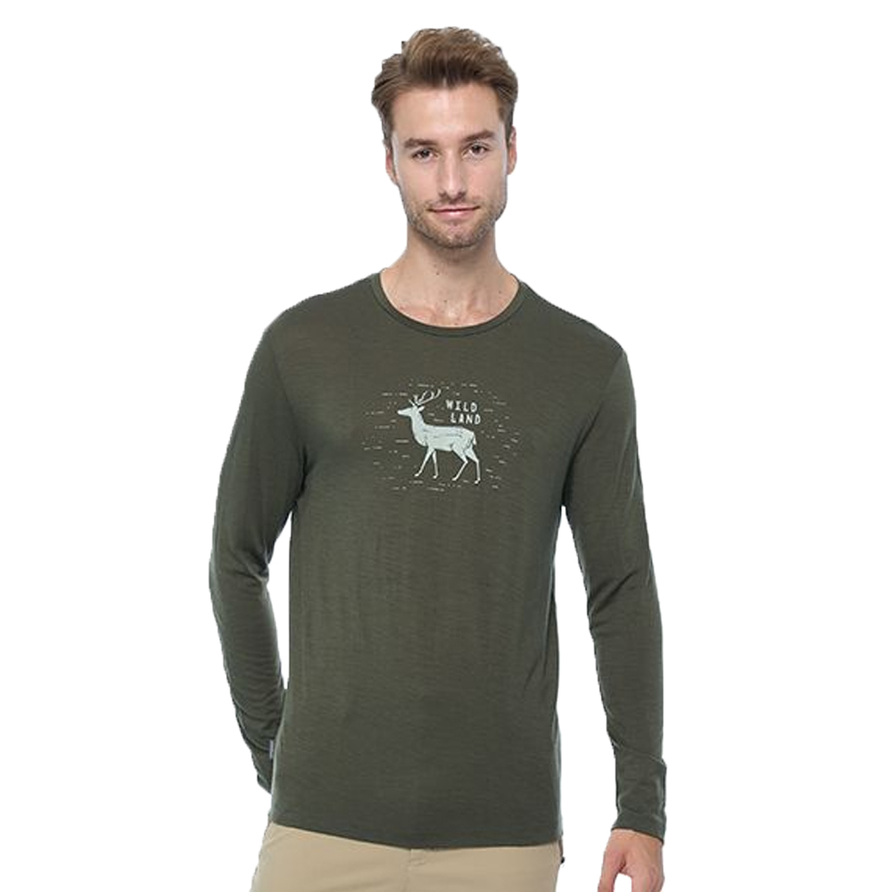 Wildland 荒野 0B02602 100% 美麗諾印花長袖衣 男款 (2色) 登山健行/休閒旅遊 12W02602