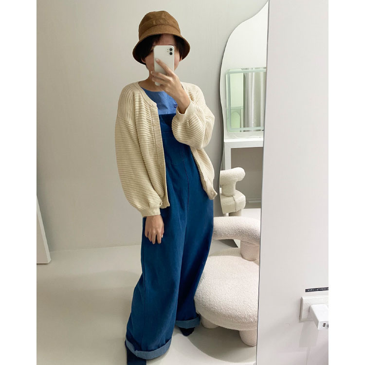 陪你散步泡芙袖針織外套-米藤