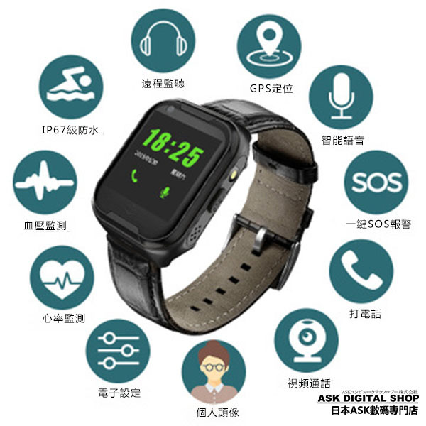 Japan TSK 4G Full Netcom Video Heart Rate Blood Pressure Waterproof Elderly Positioning Watch (P3254)
