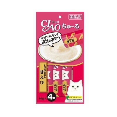 CIAO 雞肉+甜蝦醬 (14gx4支裝)【$100 X 7 包】【可混合其他口味】