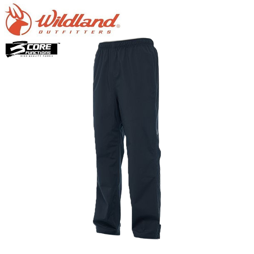 Wildland 荒野 0B02330 防水抗風機能長褲(雨褲) 中性款 (黑) 露營登山 25W02330