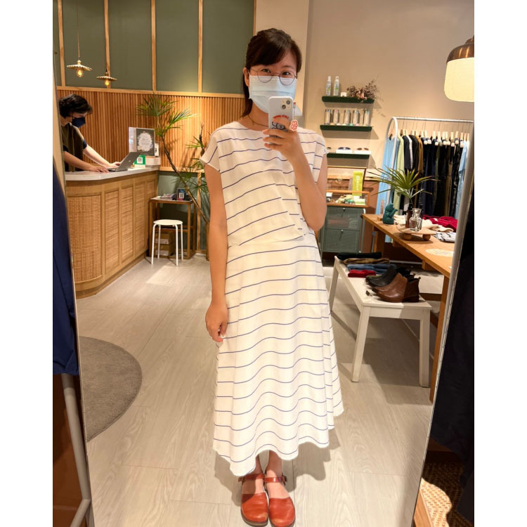 水手海浪條紋連袖洋裝-默劇電影