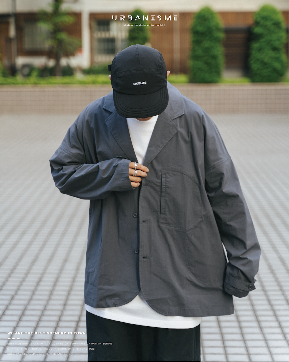 URBANISME 輕盈感灰藍西裝外套