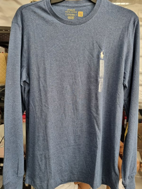 [S] PRL LONG SLEEVE CREW PJ SLEEP SHIRT,BLUE, 710627433036-BLUE [FINAL SALE] (SRL124)