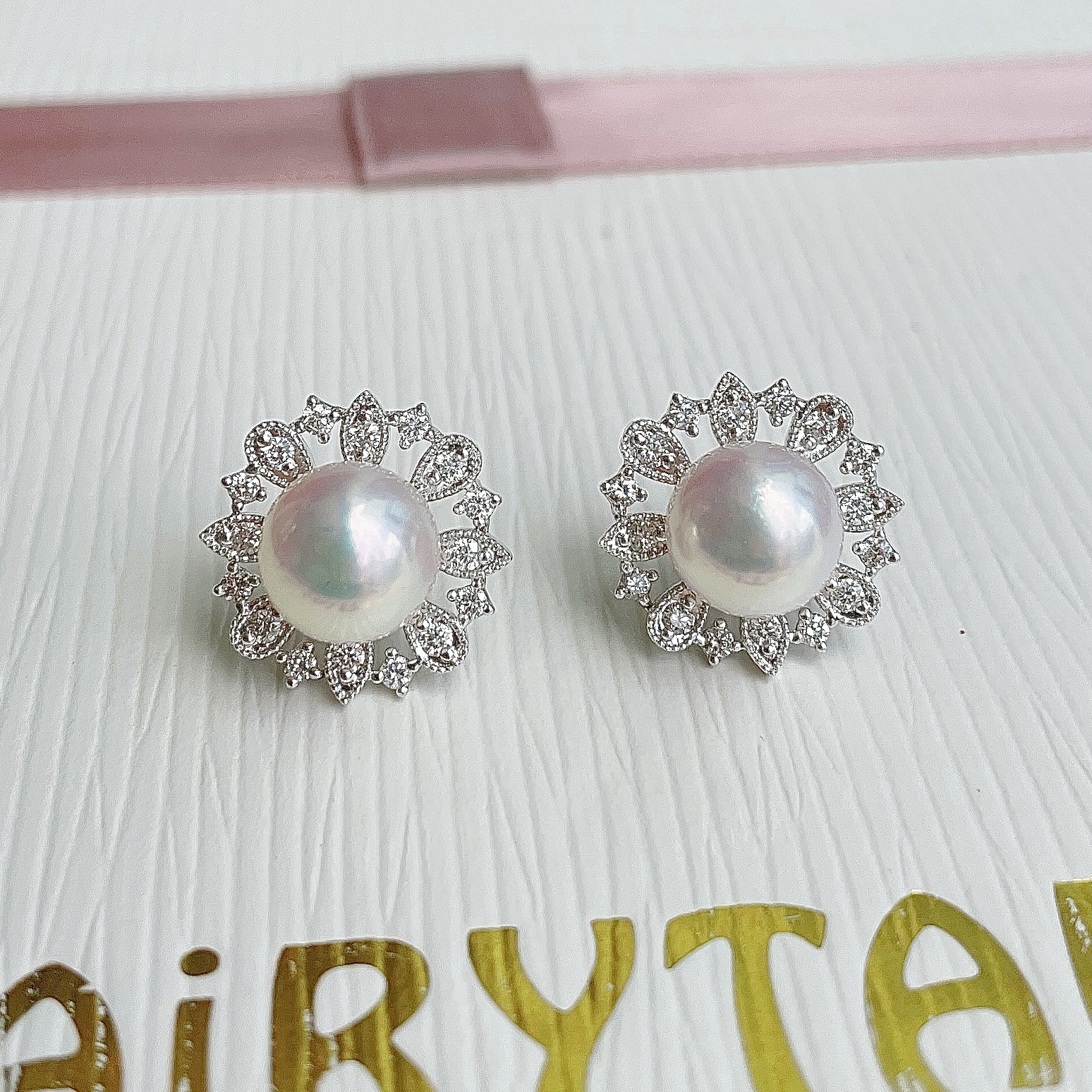 18K金鑽石耳套 - 適合7-10mm珍珠