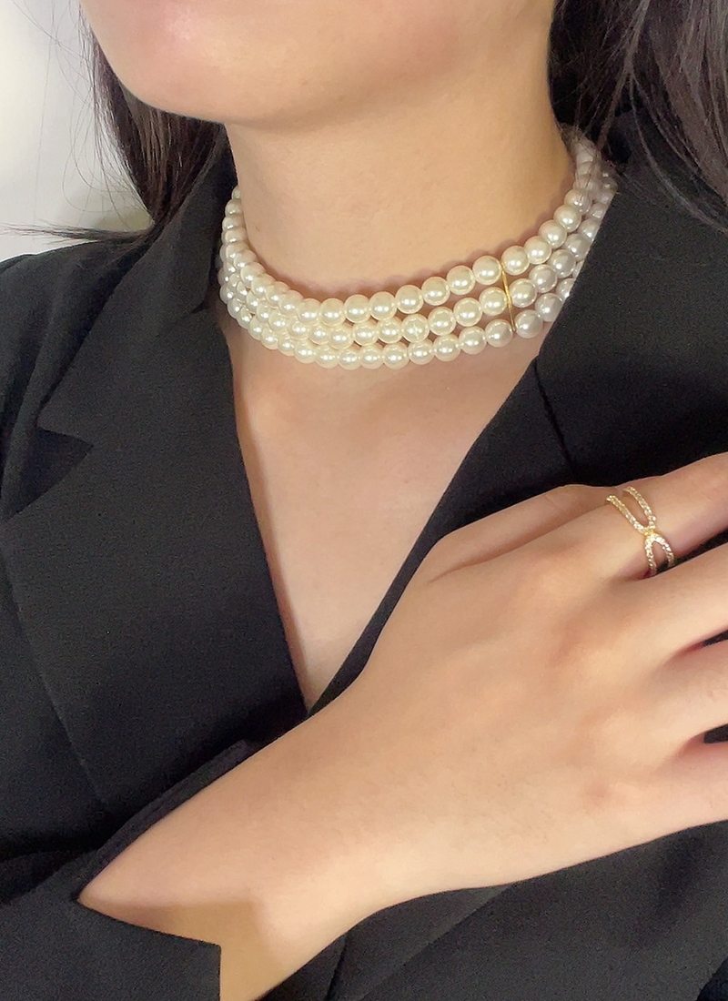 [現貨] 珍珠三串珠項鍊