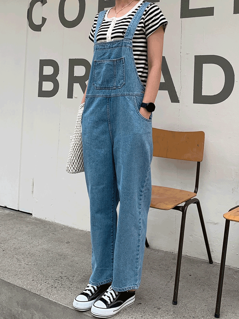 [現貨] 日常休閒吊帶牛仔褲 [ 2色 / S,M ]