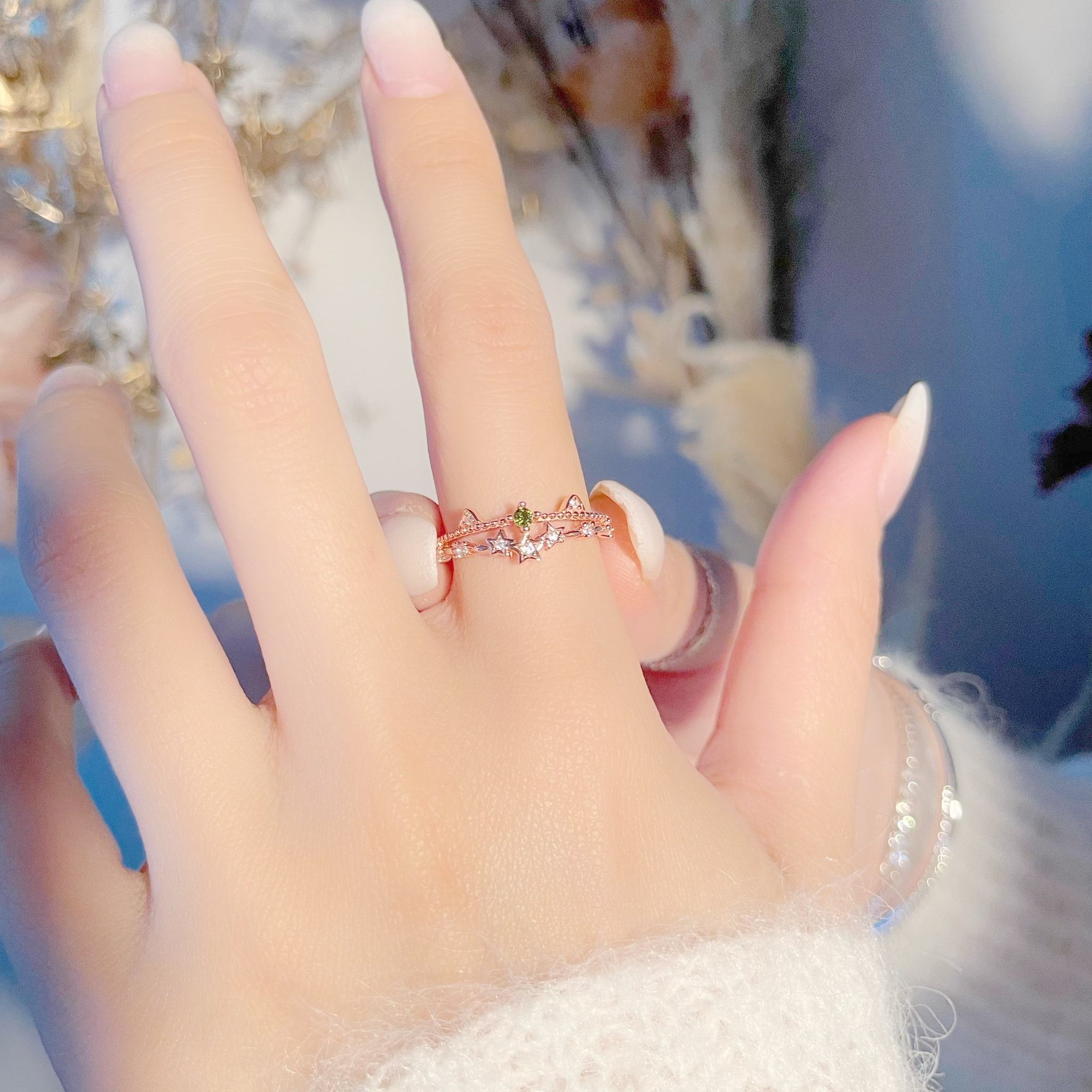 | 925純銀・厚鍍玫瑰金 | 可愛貓耳朵戒指 | RI0476 |