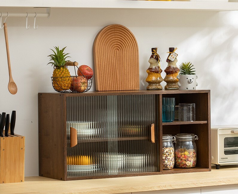 《1384》日式長紅玻璃門儲物櫃