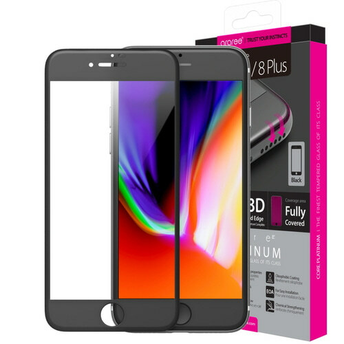 araree iPhone 7/8 Plus CORE PLANTIUM Tempered Glass Screen Protector (黑色邊)
