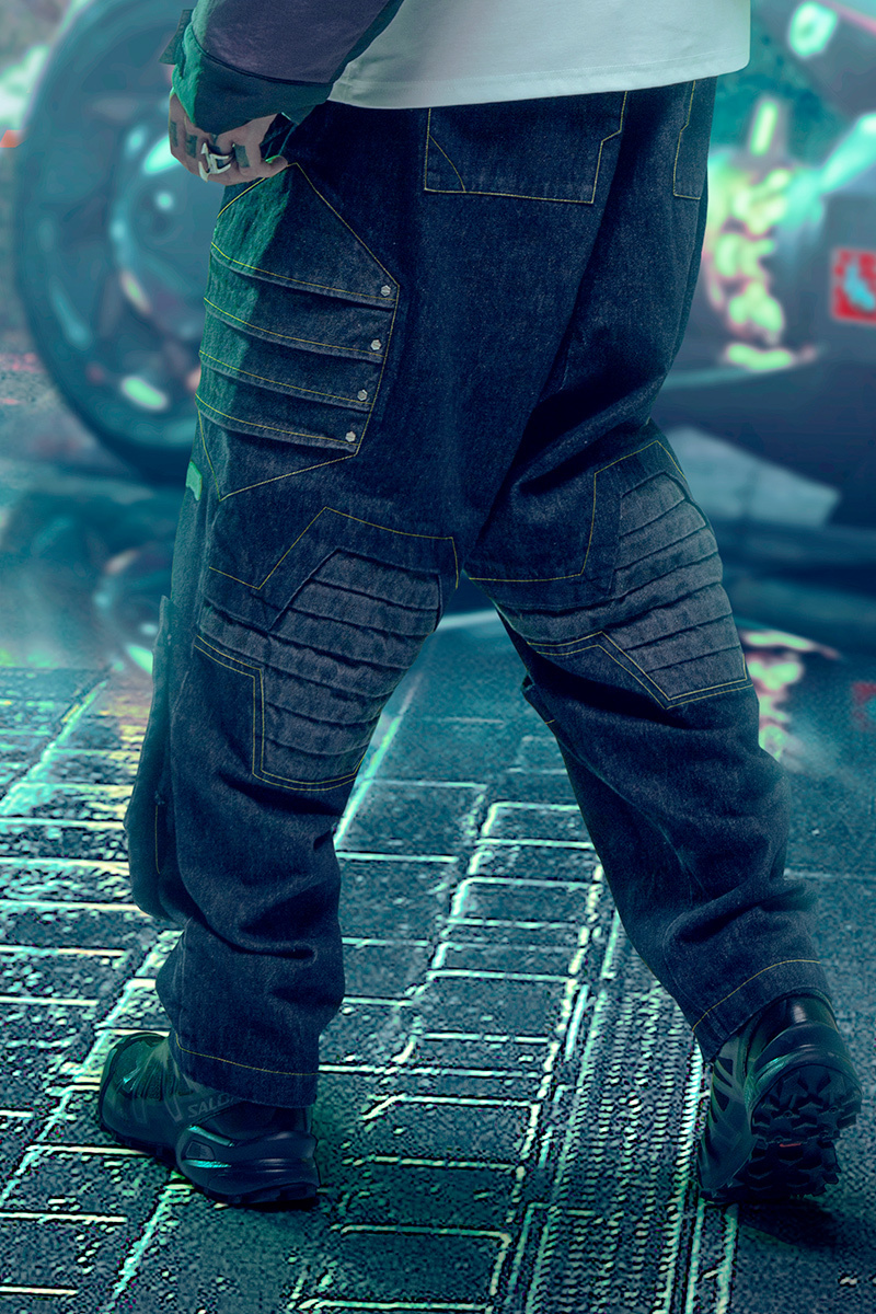 不作惡「智械牛仔褲」賽博朋克機能重磅水洗機甲褲
