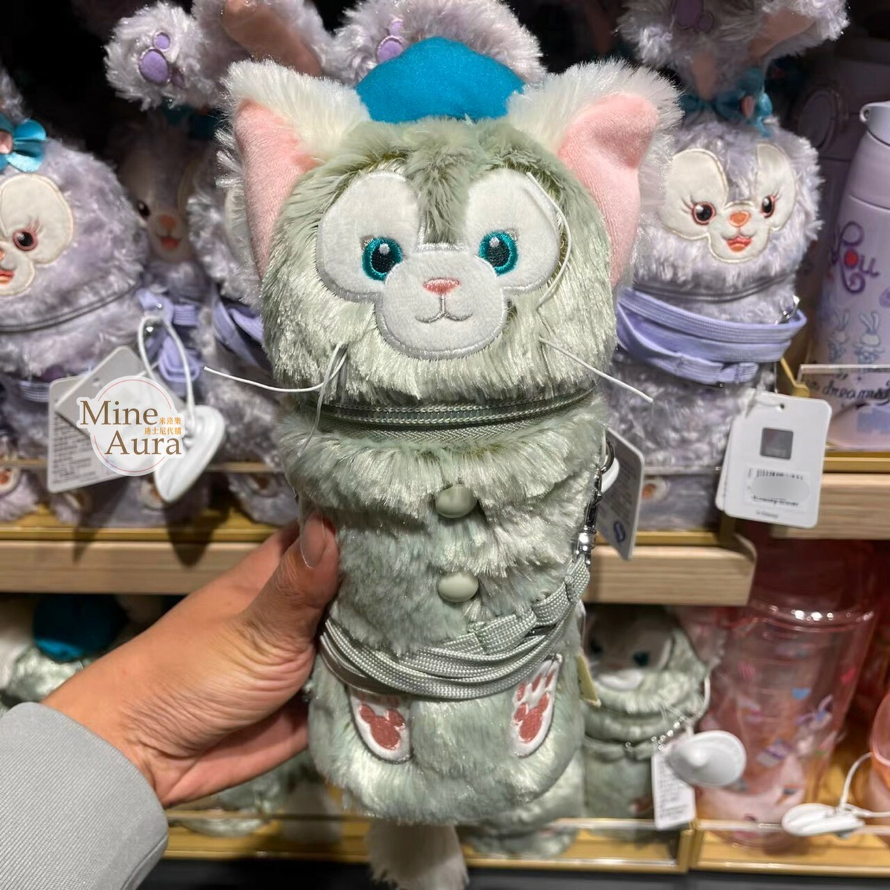 傑拉托尼 畫家貓 Gelatoni 保溫瓶+絨毛造型杯套 -上海迪士尼樂園