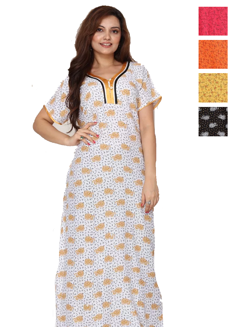 Sonali Premier Quality Women's Housecoat Comfy Cotton With Pocket / Night wear | (Style & Color Refer Images)