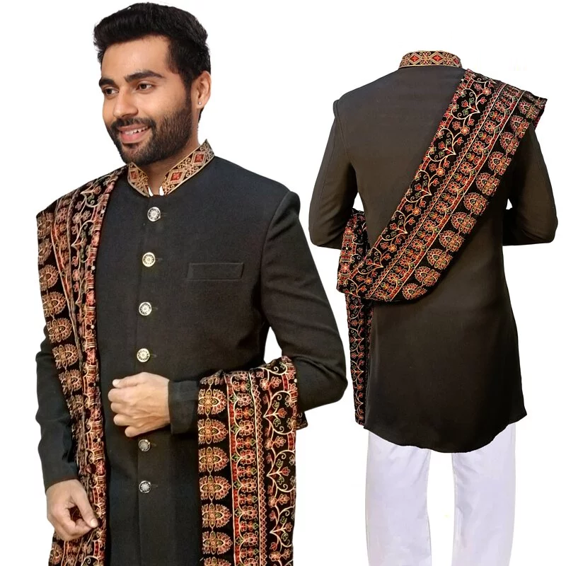 Sonali Premier Quality  Elegant Fawn Celebration Wear Sherwani Set / High Quality Material - TRMSUIT04E Size-38