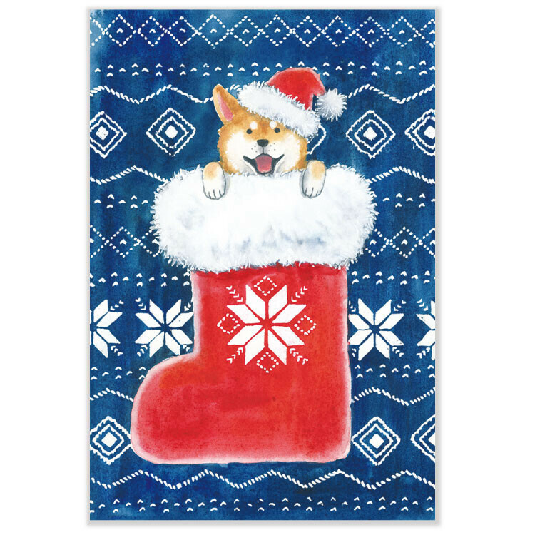 日本製柴犬聖誕卡 (聖誕襪)