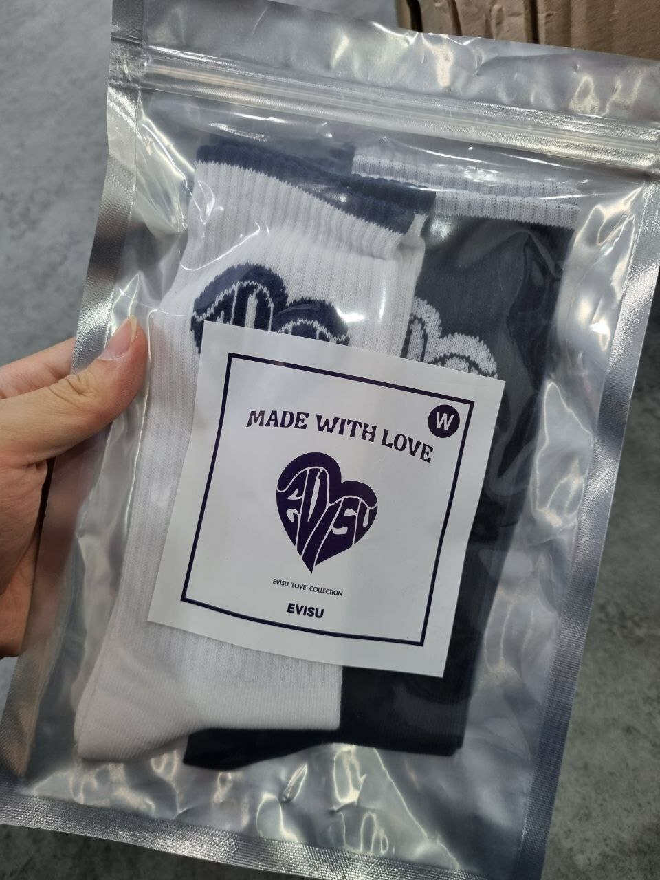 [S] EVISU MADE WITH LOVE 2PACK SOCKS,BLACK/WHITE, SEV123 (SEV123)