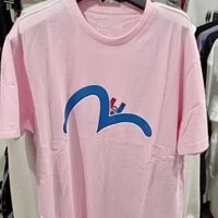 [S] EVISU UNI LOOSE FIT HILLS FSW CHARACTER SHORT SLEEVE T-SHIRT,PINK, ES2UTS761-PINK (SEV116)