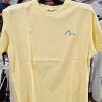 [S] EVISU COMMON LOOSE FIT BACKBOARD BIG HILLS ENGLISH LETTERING SHORT SLEEVE,LIGHT YELLOW, ET2UTS851-LIGHT YELLOW (SEV127)