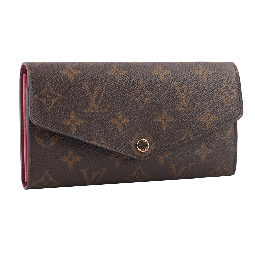 【Louis Vuitton / LV】Monogram SARAH新改款發財長夾(紫紅色)