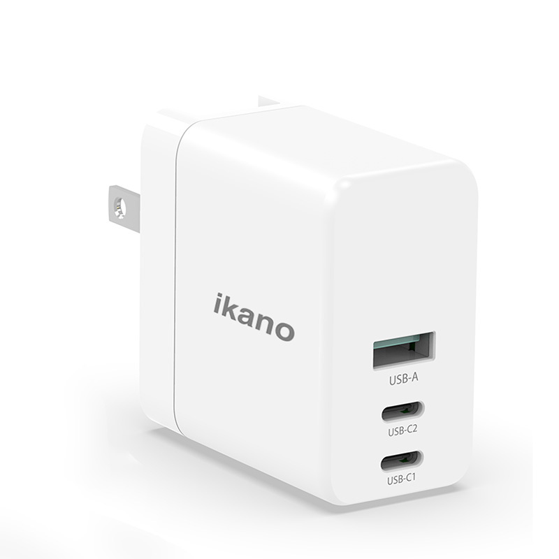 【ikanolife】90W GaN氮化鎵強力PD充電器_2C+1A三孔輸出_可充二台筆電