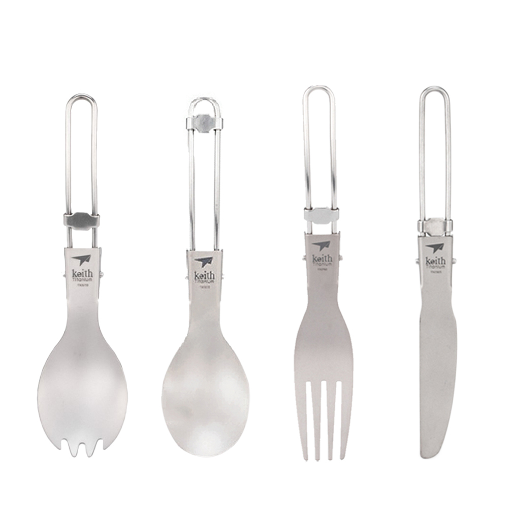 Keith 鎧斯 純鈦摺疊系列餐具 附收納袋 好攜帶/餐具/登山露營/郊山健行 51KEITI530