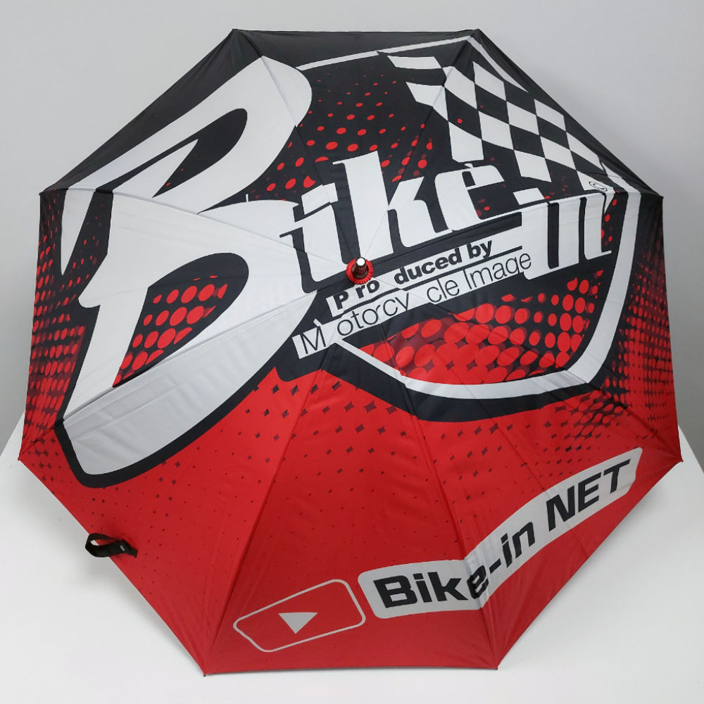 機車雜誌Youtube頻道,客製包傘骨日式作法,雙層外層數位印刷黑膠內層數位印刷PG布手開高爾夫球傘,賽車傘,車模傘