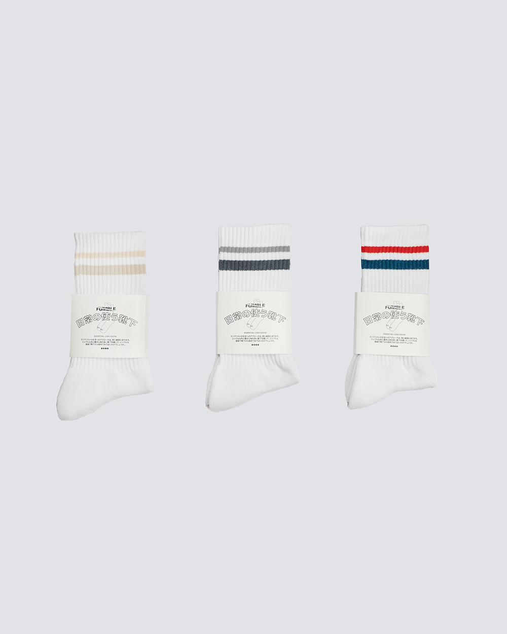Essential Stripe Socks｜100% Cotton｜3 Colors｜Hong Kong Original Design