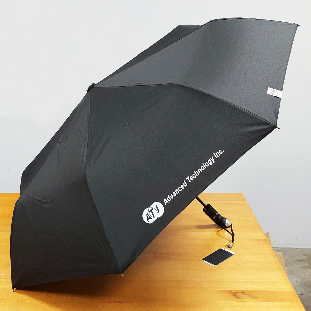 韓國半導體產業公司訂製,現成傘熱轉印品牌LOGO,展場VIP禮贈品三折自動開收傘