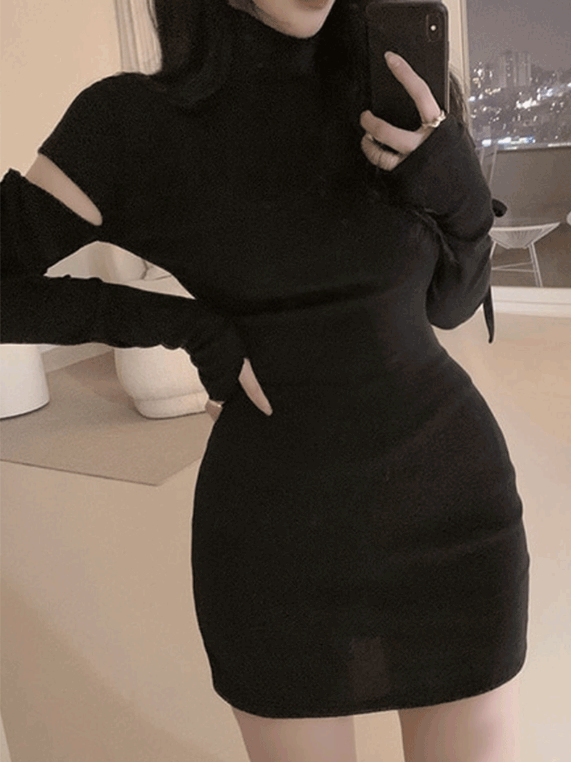 [現貨]性感個性立領簍空洋裝  [ 3色 / Free ]