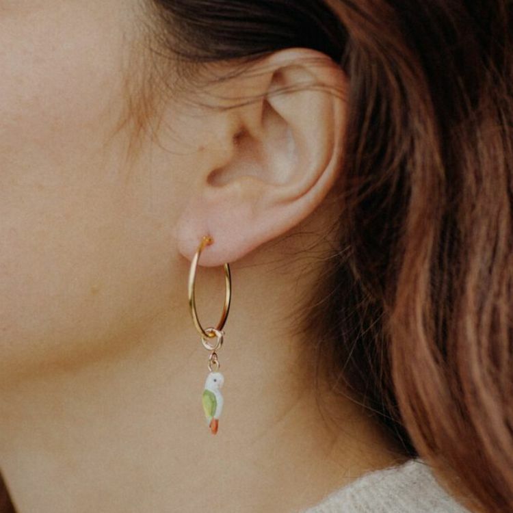 NACH 白綠鸚鵡瓷吊墜