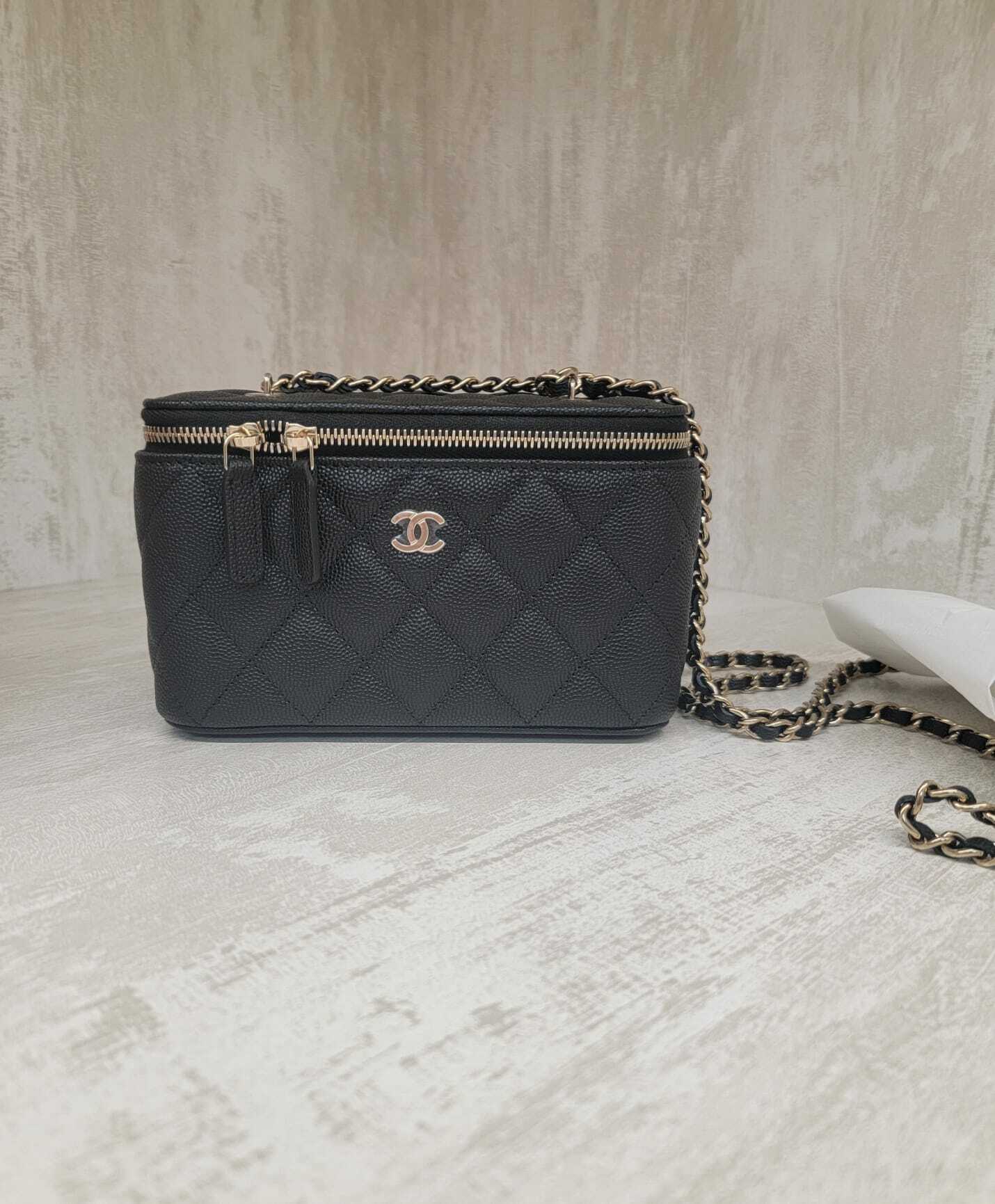 Chanel AP1341 vanity case black gold caviar 黑金 牛皮