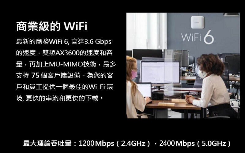 NETGEAR WAX218 AX3600 WiFi 6 商用雙頻無線AP