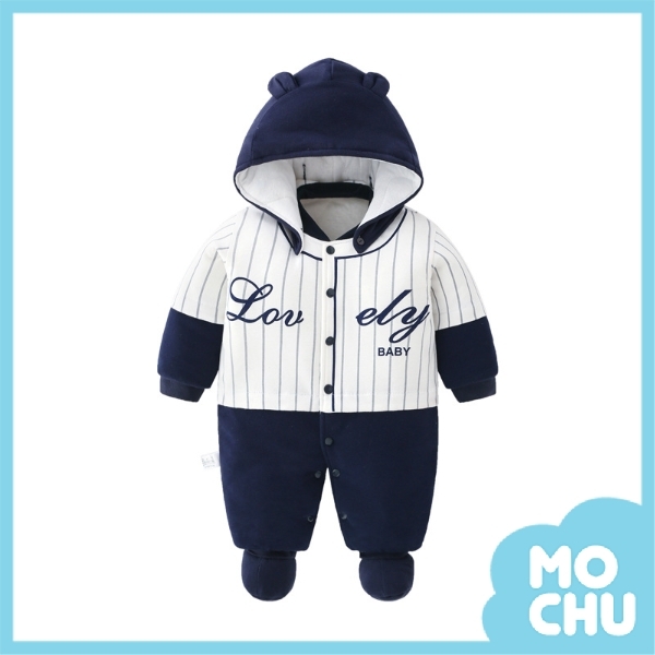 Lovely條紋小熊包屁衣（加厚款）